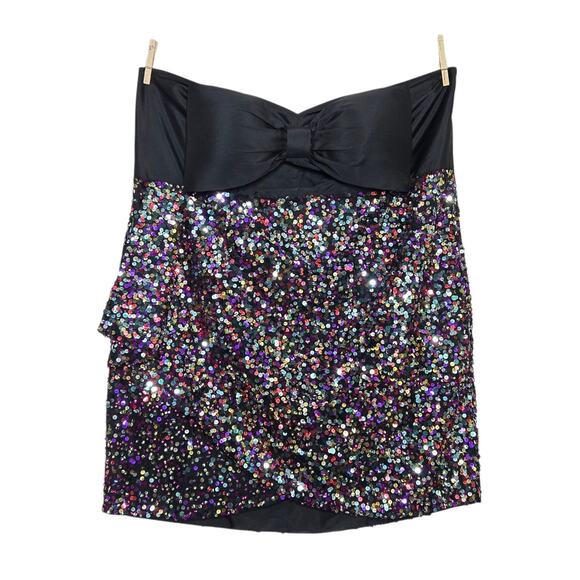 Anthropologie Atsu Sequin Bow Tie Strapless Mini Dress Size 24 24W - Picture 3 of 7